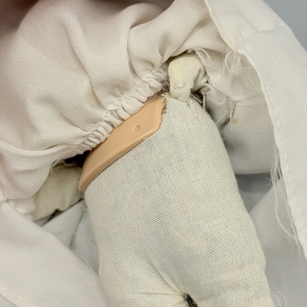 Vintage Bisque And Clothe Doll German Taiwan Circa 1990s Handmade Cotton 8